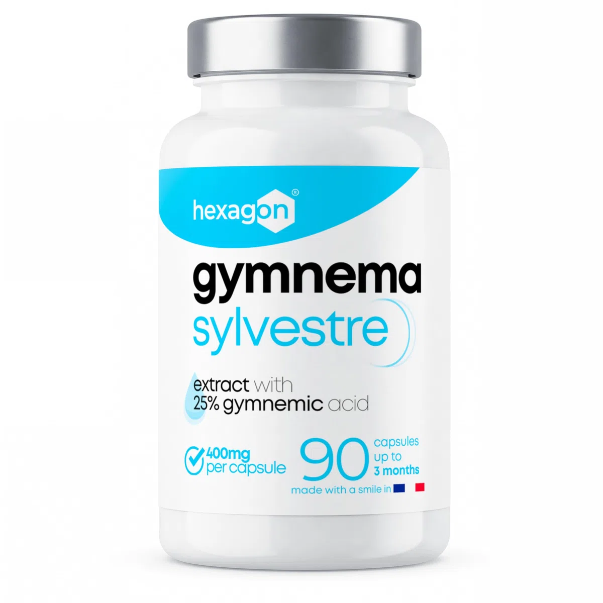 Gymnema Sylvestre 400mg - Jusqu’à +3 Mois de Cure - Soutien Naturel - Gestion des Envies Sucrées - Made in France - 90 Gélules Végétales - Vegan - Hexagon