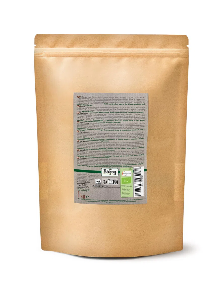 Biojoy Poudre de Maca BIO du Pérou (1 kg), naturelle et pure (Lepidium meyenii)
