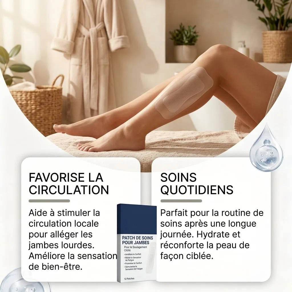 Vaduma Patch de soin des jambes – Doux pour la peau, léger et respirant, soin topique naturellement adhésif pour une peau confortable et lisse des jambes