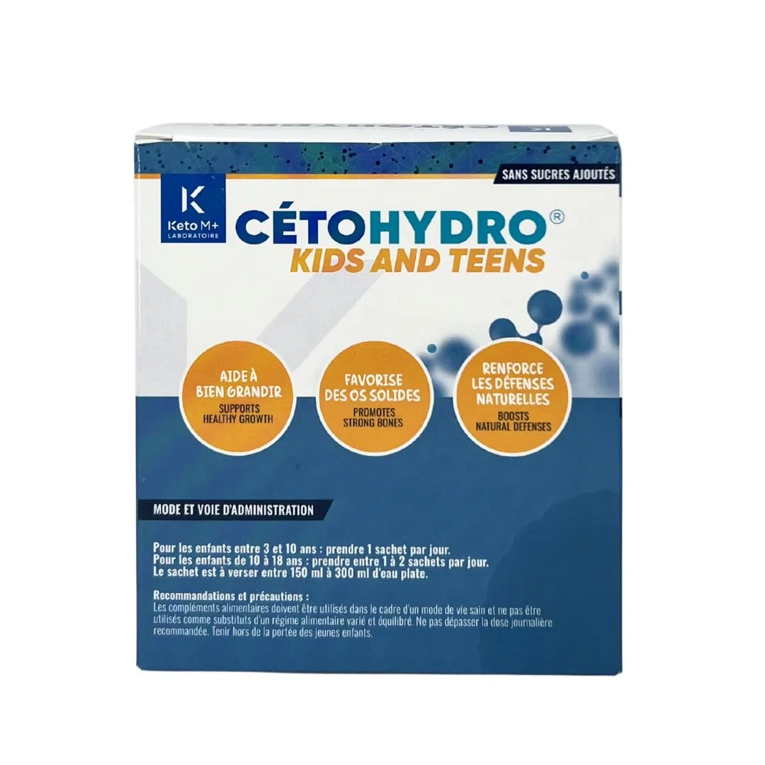CETOHYDROKIDS Hydratation & Immunité Enfant – Sans Sucre – Électrolytes, Probiotiques & Lactoferrine – Saveur Pêche– 15 Sachets