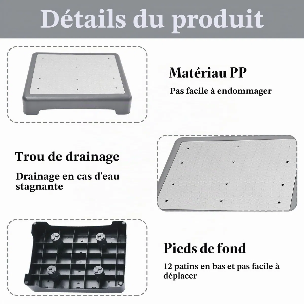 Demi Marches Antidérapantes, Marchepied D'aide Plateforme D'escalier, Peut Supporter Jusqu'à 200 kg, pour Les salles de Bains, Les Salons ou Les Chambres à Coucher, Gris