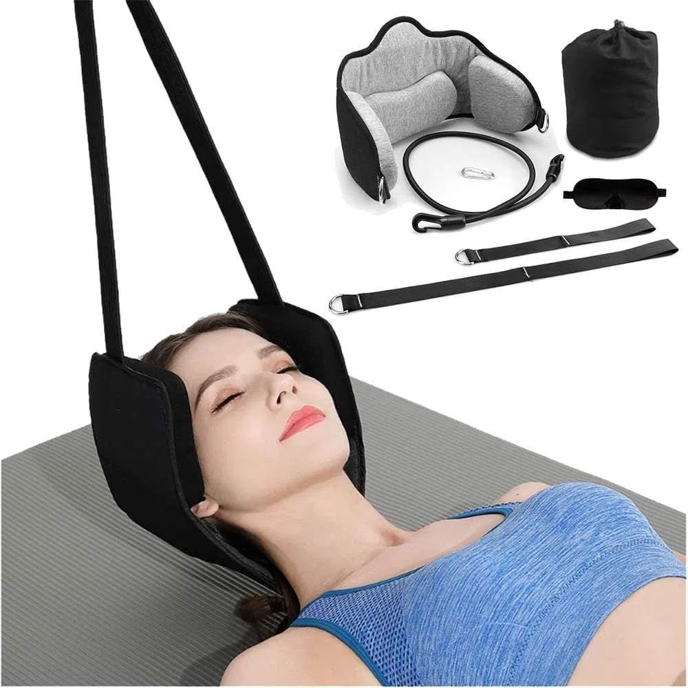 Hamac pour la tête du Cou, Appareil de Traction cervicale pour la Douleur, Appareil de Traction pour la tête du Cou, idéal pour la thérapie Physique et Le soulagement de la Douleur au Cou, avec masq
