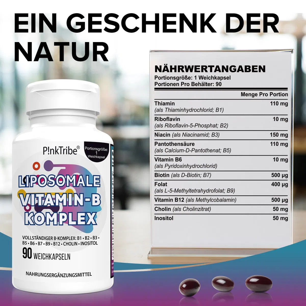 Complexe de Vitamine B, Vitamine B Complex Liposomales - 9 Vitamines B Méthylées pour Une Absorption Facile, Fourniture de 90 Jours (Lot de 1)