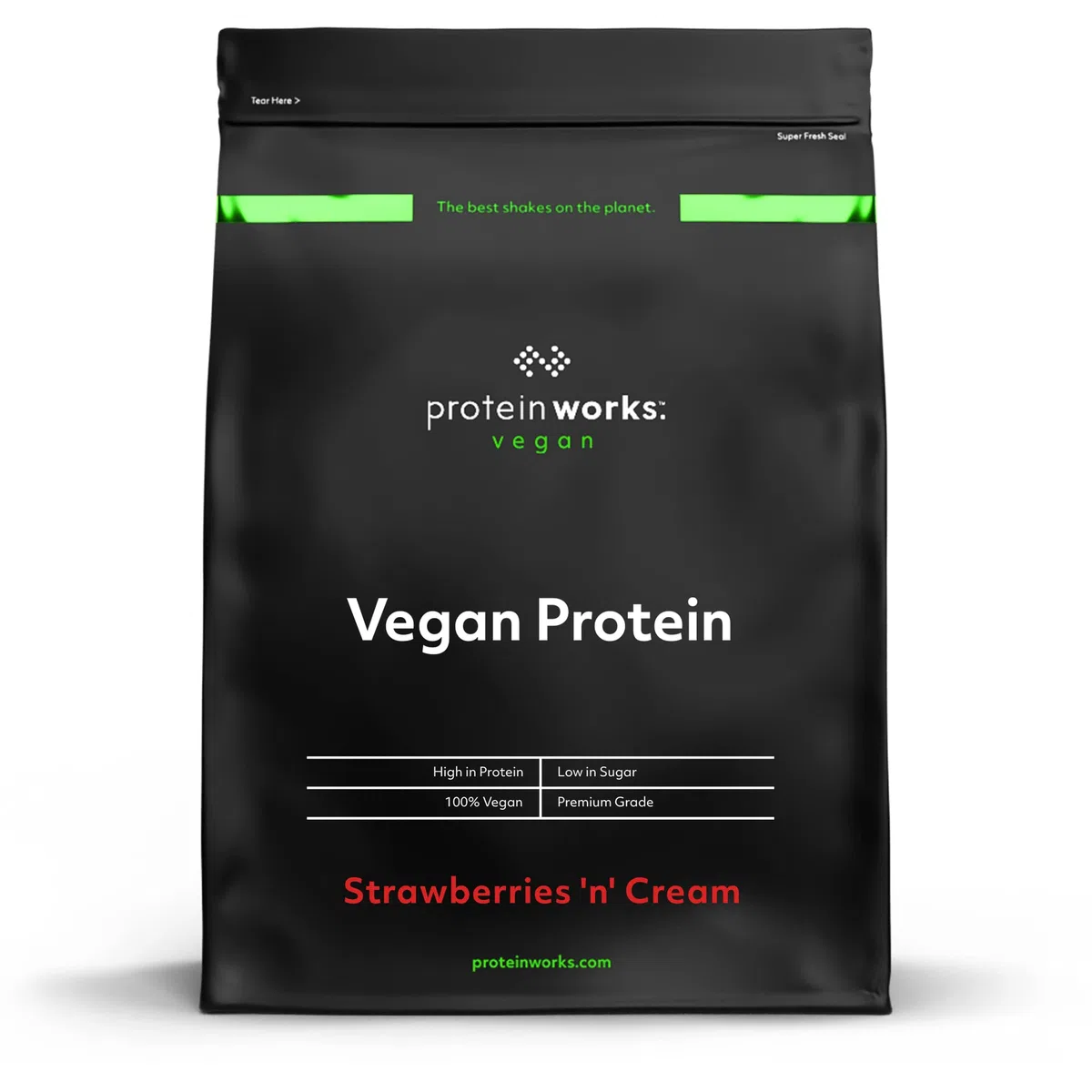 Protein Works | Vegan Protein 360 – GOLD Innovation, Protéine Végane, Mélange Multi-Protéines Premium 100% Végétal, Shake Faible en Gras & Calories, Fraises à la Crème, 66 Portions, 2 kg