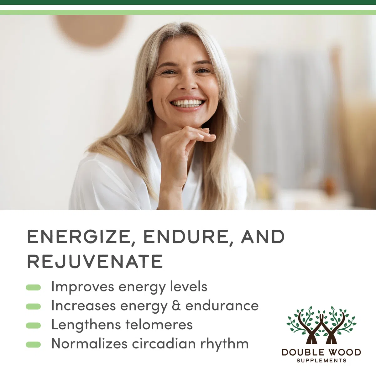 NAD Supplement (500mg of 95% Pure NAD+ Per Serving, 30 Day Supply) NAD Booster Similar to Nicotinamide Riboside (Third Party Tested, Manufactured in The USA, Vegan Safe, Non-GMO) by Double Wood