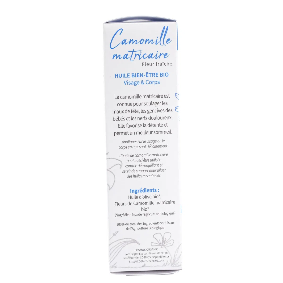 Herbiolys | Huile végétale Bio | Huile Bien-être | Camomille matricaire (Relaxante) | Visage & Corps | 30 ml