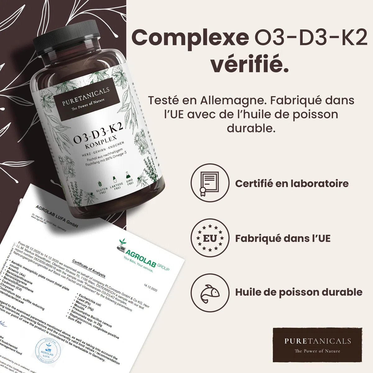 Oméga 3 + Vitamine D3 + K2 MK7 All-Trans - Premium Essentiels O3-D3-K2 Complexe à Haut Dosage - Huile de Poisson aux Acides Gras EPA & DHA, Vit D3 K2 | Omega3 Gouttes | 240 Gélules
