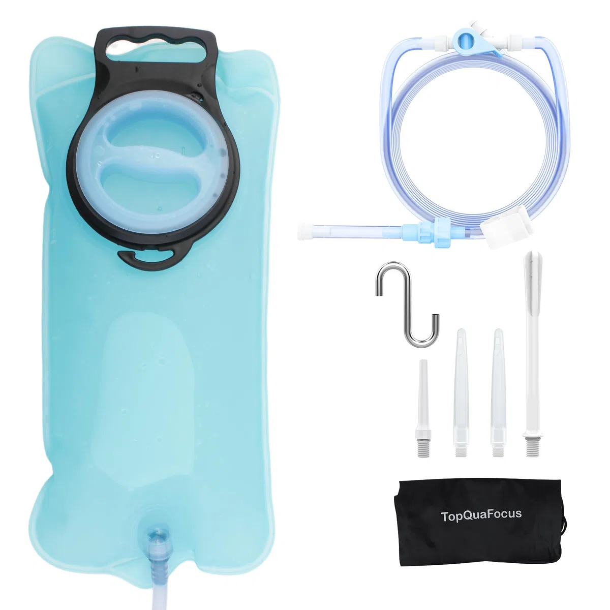 TopQuaFocus Kit de sac de douche pour lavements à la maison avec tube en silicone de 2m, sac de lavement portable pour homme et femme, nettoyage du côlon pour nettoyage du côlon