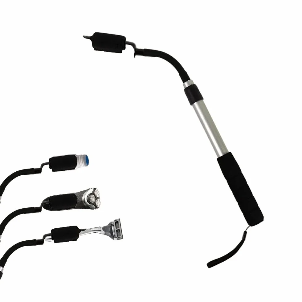 EASACE Poignée d'extension de rasoir avec longueur et courbure réglables, brosse à cheveux, brosse pour le corps pour brossage humide ou sec, applicateur de drogue