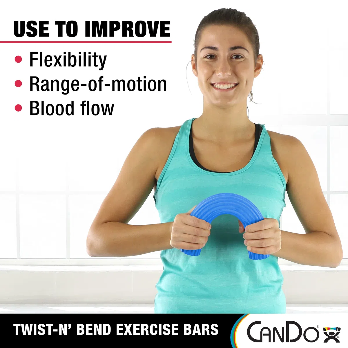 CanDo Barre d’Exercice Twist-n-Bend 30,5 cm Bleue, Résistance Élevée – Outil de Renforcement des Mains, des Poignets et des Épaules pour la Physiothérapie et l’Ergothérapie