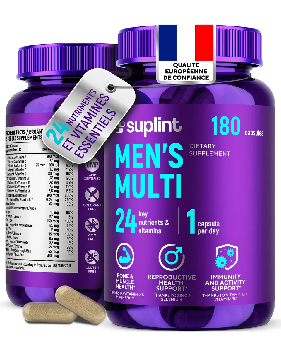 Multivitamines Homme Haute Puissance - Complexe A-Z Vitamines, Minéraux et Compléments - 180 Gélules pour 180 Jours - Énergie, Immunité & Santé - Complément Alimentaire All-in-One