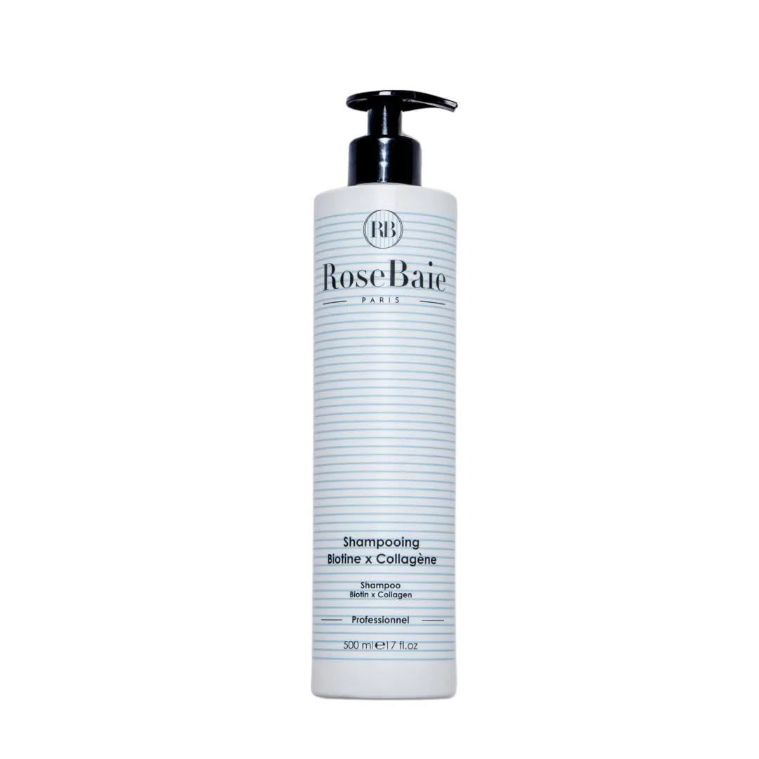 ROSEBAIE | Shampoing Biotine et Collagène | Sans Sulfates | Accélère la Pousse & Anti-Chute | Revitalisant et Hydratant | Cheveux très abîmés | Facilite le Démêlage