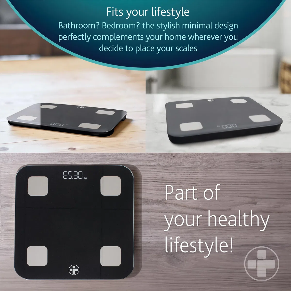 Reliance Medical Balance Smart BMI, Balance Digitale de Graisse Corporelle avec Écran LED, Pèse-Personne pour Salle de Bain, 28cm x 28cm x 2,4cm, Lot de 1