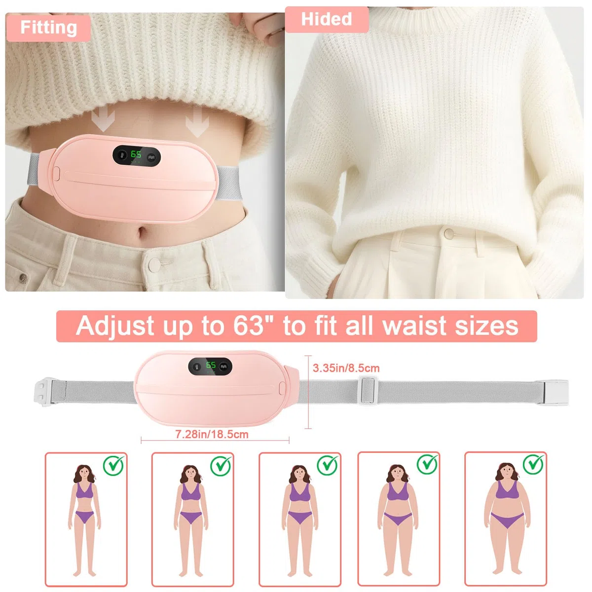 Ceinture chauffante regle douloureuse, iklestar 5000mAh Coussin chauffant pour les crampes menstruelles avec 6 modes de chaleur et de massage, ceinture regles douloureuses et les crampes dorsales