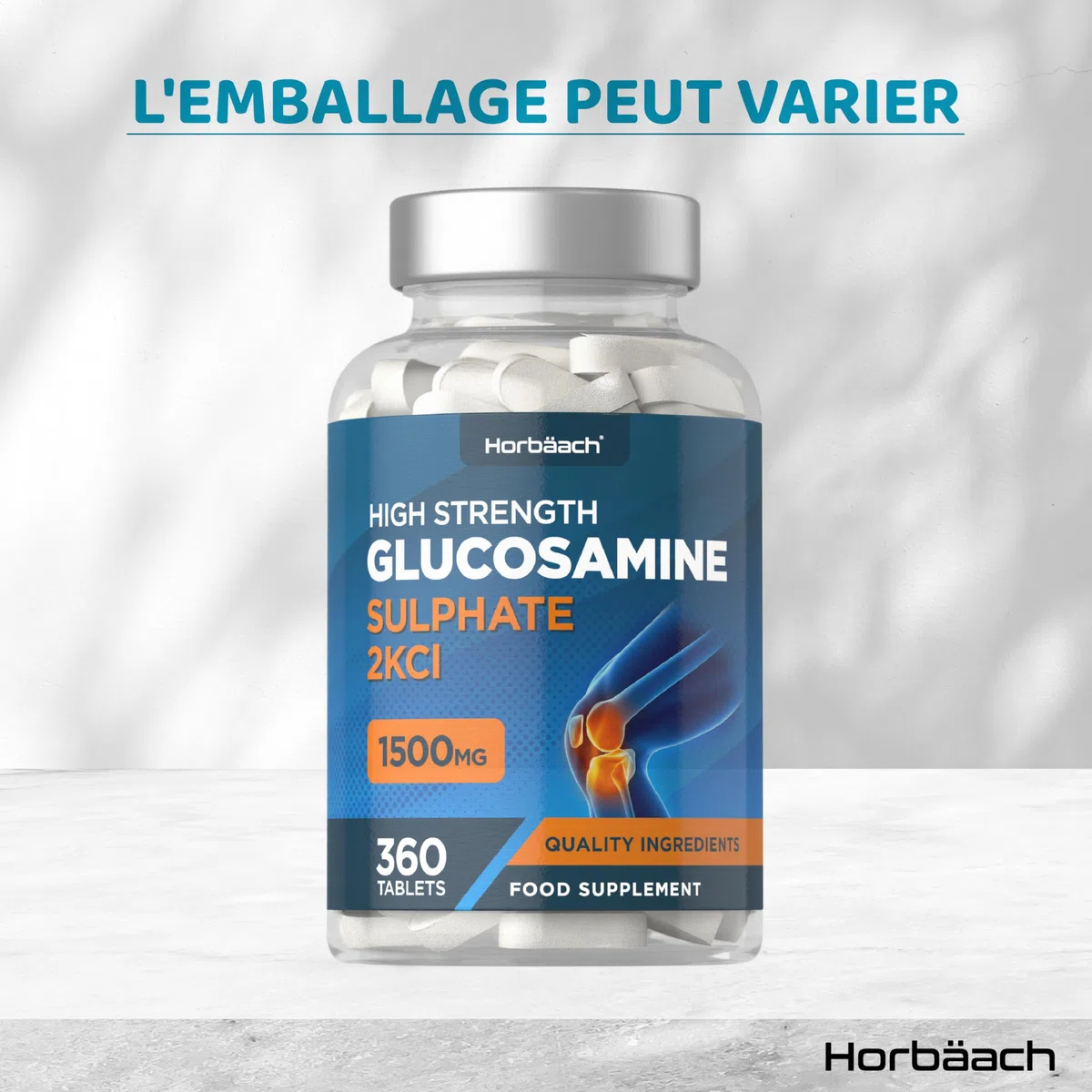 Glucosamine Sulfate 1500mg 2KCl | 360 Comprimés | Complément Alimentaire à Haute Dose | Glucosamine Sulphate Supplement | by Horbaach