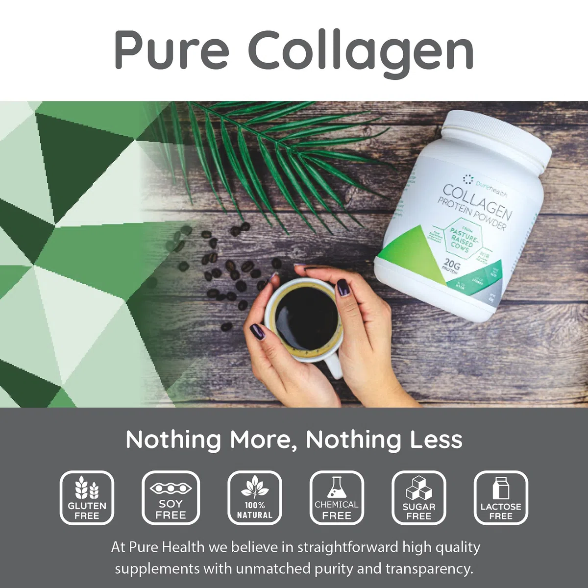 Collagène pur : Poudre de protéine de collagène hydrolysée bovine Peptides pâturage | Sans saveur et se dissout | 20 g de protéines | Paléo Keto Bulletproof | 454g