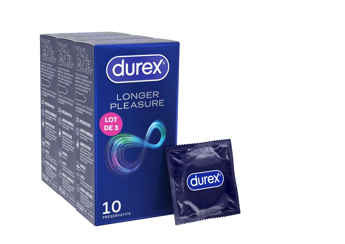 Durex- Lot de 3 boîtes de Préservatifs Performance Booster (30 Préservatifs Performance Booster/Le packaging peut varier Longer Pleasure)