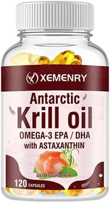 Huile de krill antarctique 2000 mg (120 gélules) avec suppléments d'oméga-3 EPA, DHA et astaxanthine