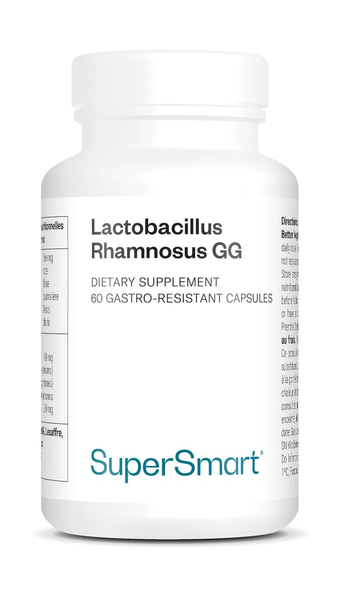 Lactobacillus Rhamnosus GG - Probiotique - Equilibre Microbiote et Flore intestinale - Booste le système immunitaire - Stimule la production des Lactobacillus - 60 gélules - Vegan - Supersmart