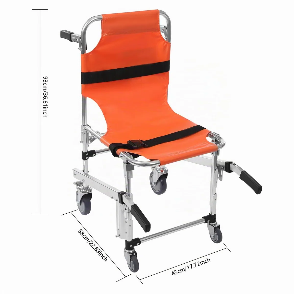 MINRS EMS Chaise d'escalier ambulance de pompier Chaise d'évacuation pliable Capacité 160 kg pour le transfert de patients ou de personnes à mobilité réduite