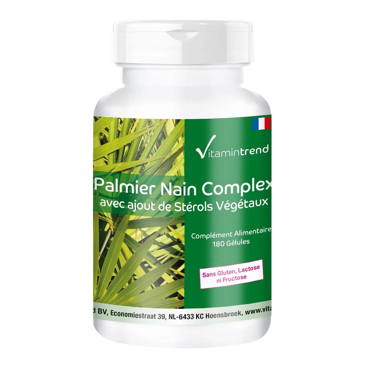 Vitamintrend Complexe de palmier nain avec stérols végétaux, 180 gélules, complément alimentaire vegan sans stéarate de magnésium, fabriqué en Allemagne