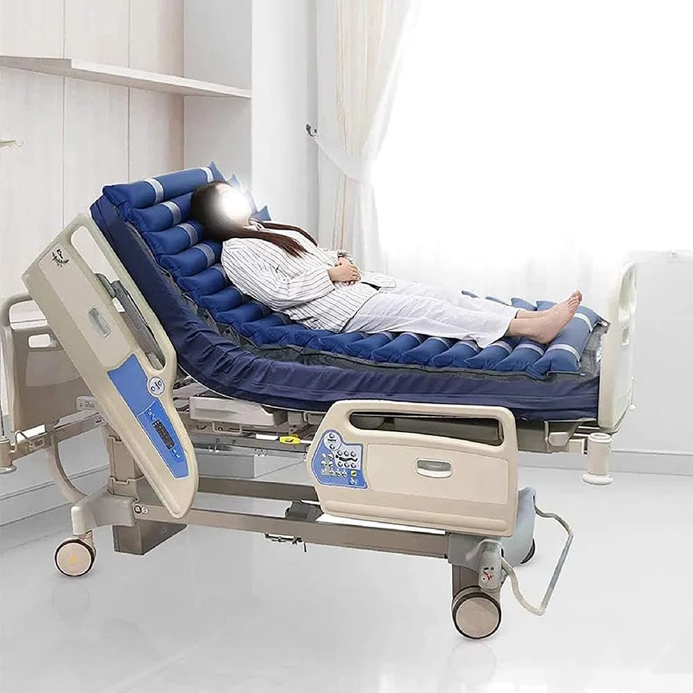 Matelas Anti-escarres avec Système de Pression Alternée, Lit Gonflable Anti-escarre Prévention des Escarres et Traitement des Ulcères Avec Pompe et Imperméable, pour Lits d'hôpitaux Habitation ,Marine