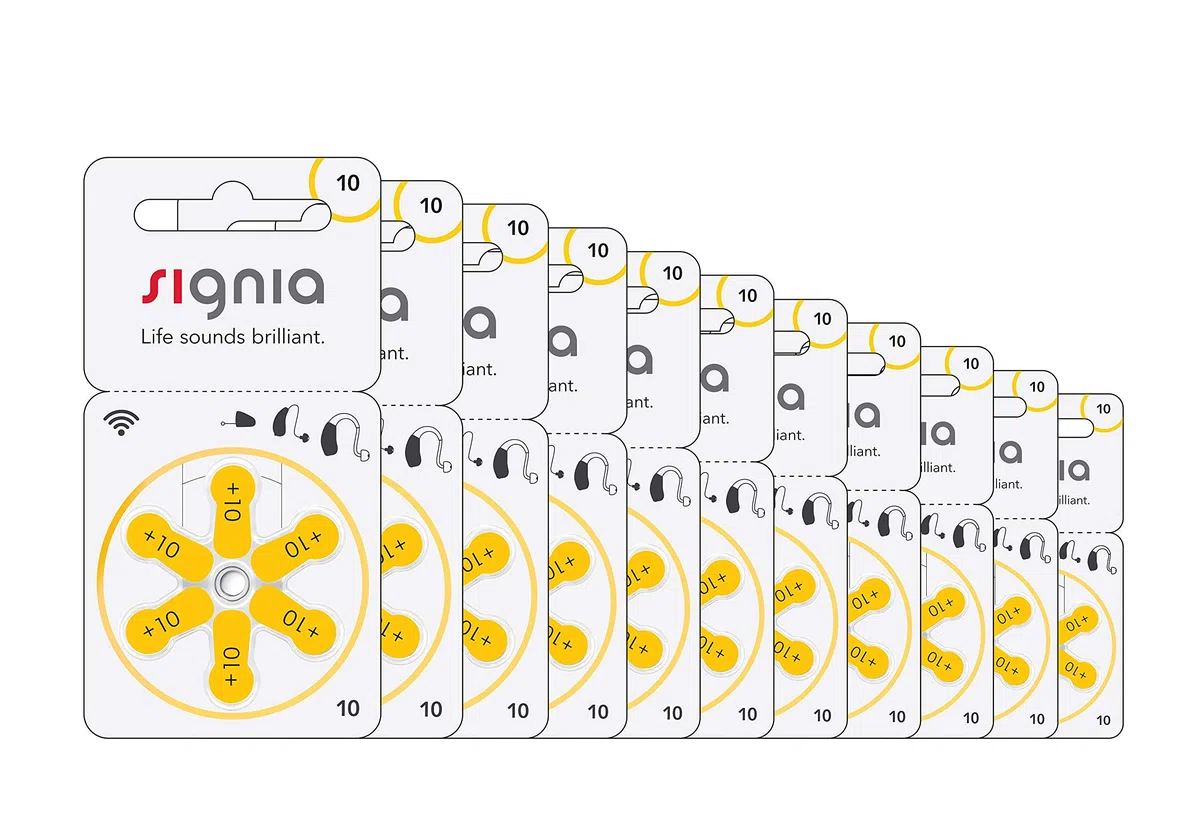 Signia Lot de 60 piles auditives 1,45 V Taille 10, Pile 312 : alimentation longue durée pour votre appareil auditif