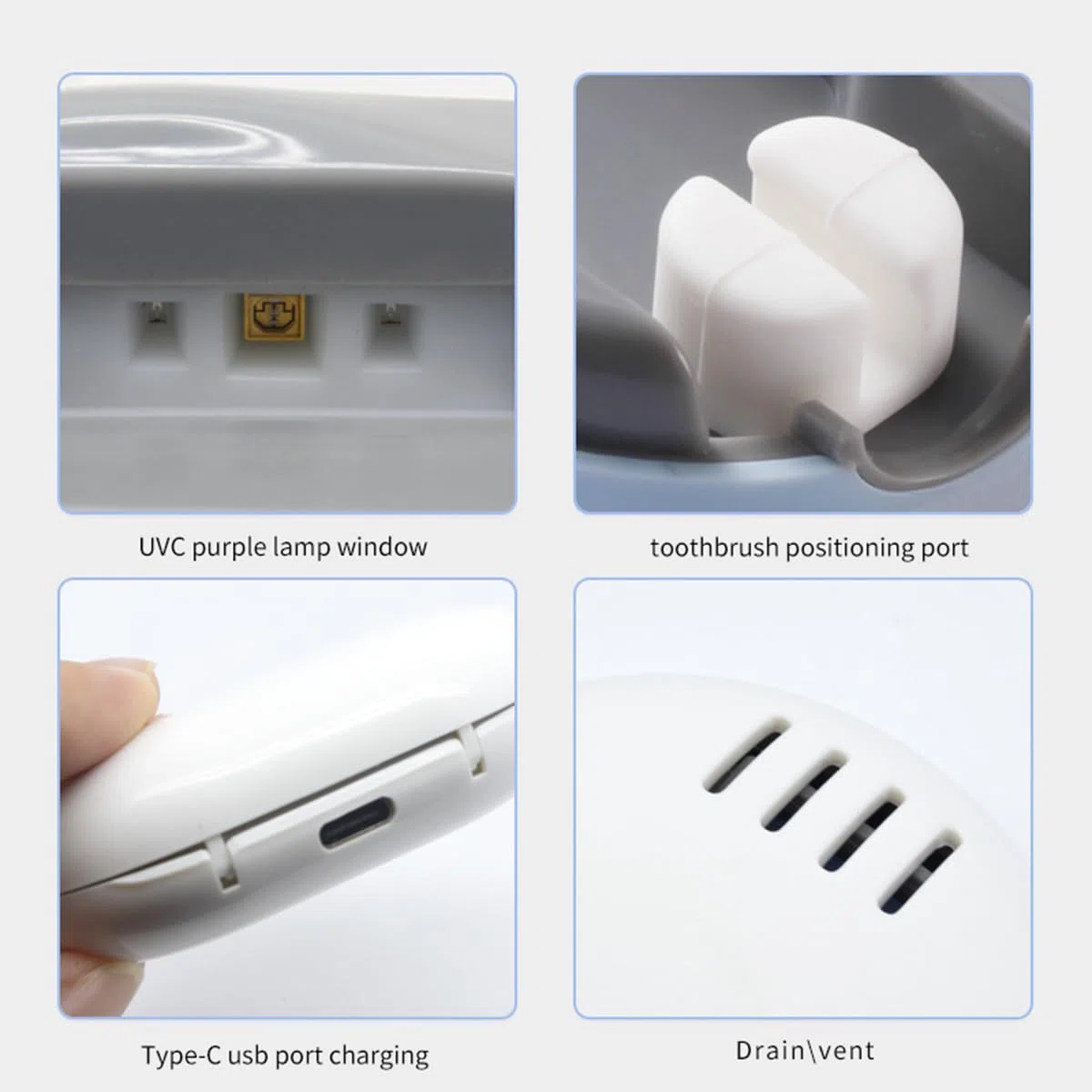 Étui de stérilisateur de Brosse à Dents UV, Mini stérilisateur de Brosse à Dents Portable, Ensemble de stérilisateur de Brosse à Dents Rechargeable avec Support