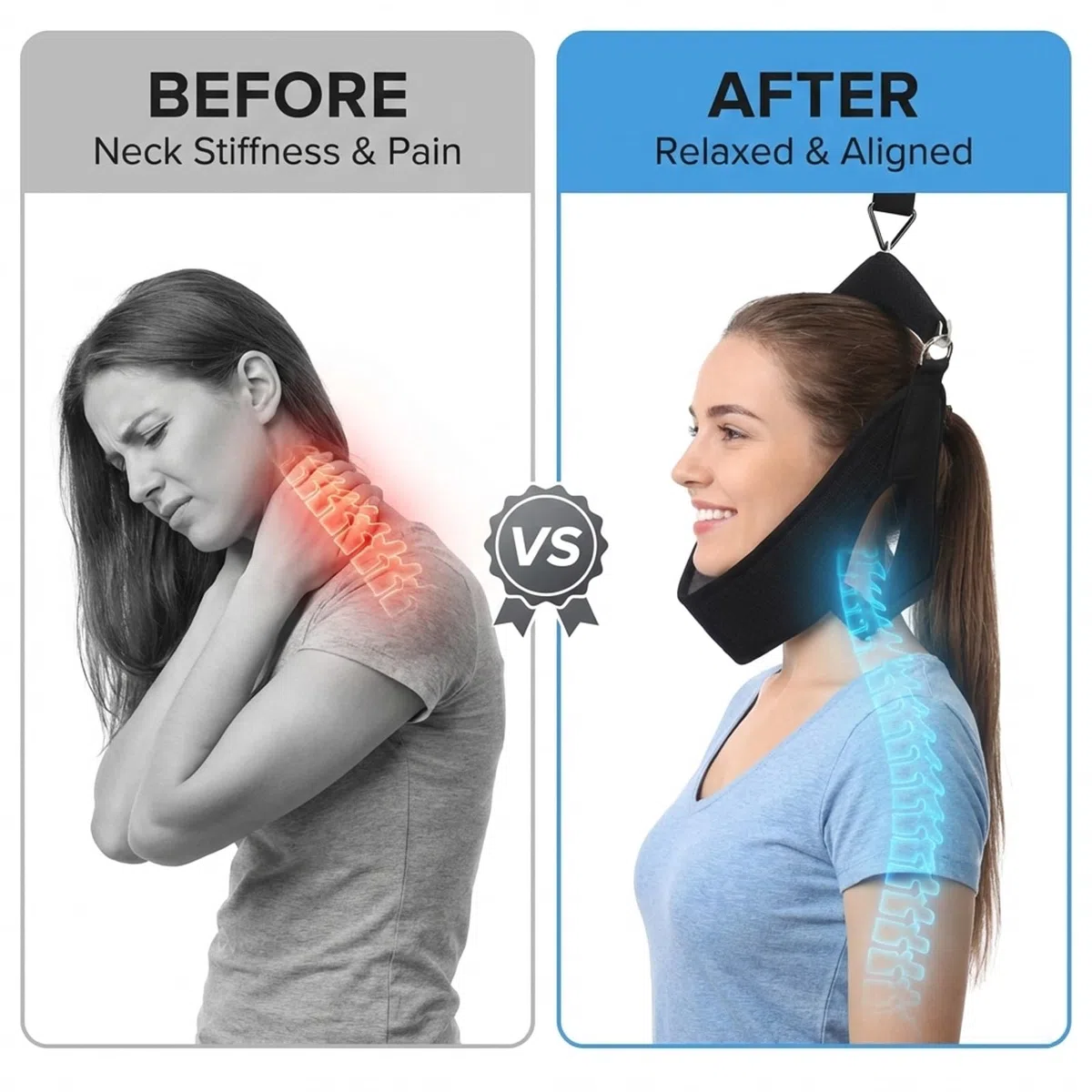 Neck Stretcher Cervical, Élargisseur de Cou et de Colonne Vertébrale, Dispositif de Traction Cervicale pour la Maison, Entraîneur de Cou Respirant pour Soulager Les Douleurs Cervicales