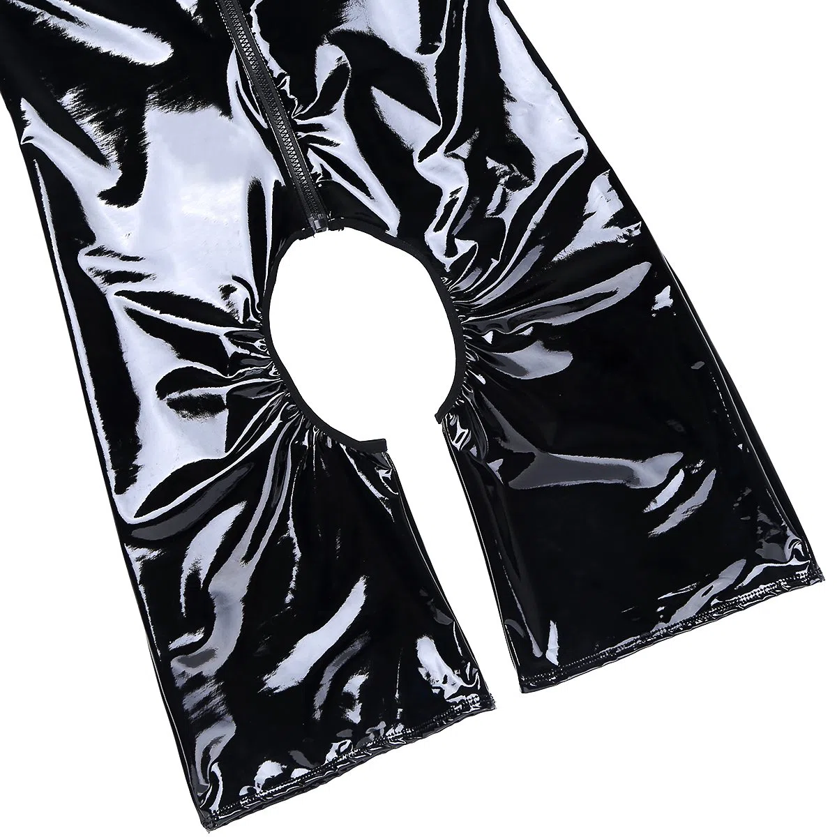 ranrann Body Homme Sexy Ouvert Bodysuit Cuir Verni Combinaison Maillot de Corps Wetlook Lingerie Erotique Jumpsuit Vêtements de Nuit Clubwear M-4XL