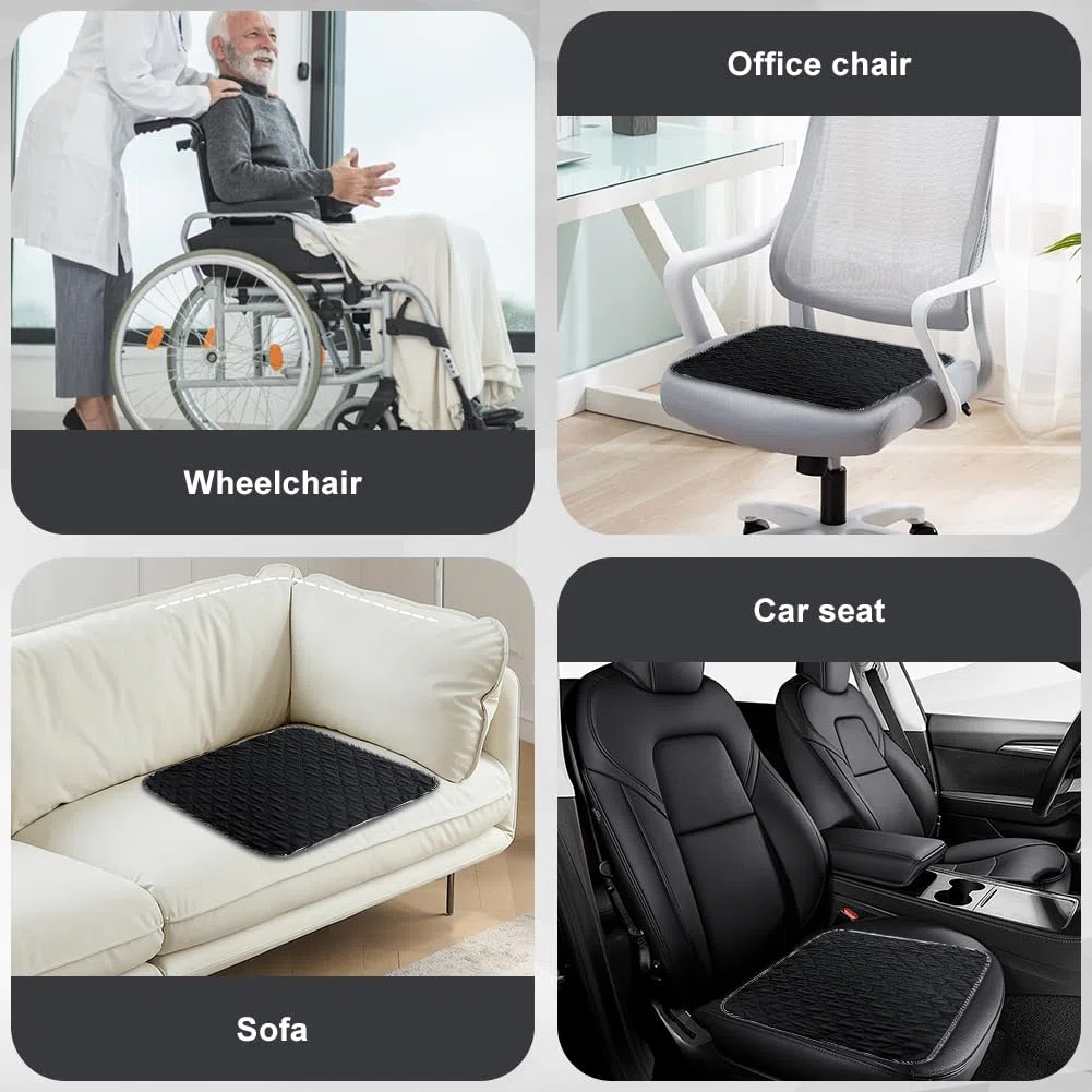 Lot de 2 coussins de chaise lavables pour incontinence - Lavables - 50 x 50 cm - Réutilisables - Pour fauteuil roulant, siège auto, canapé