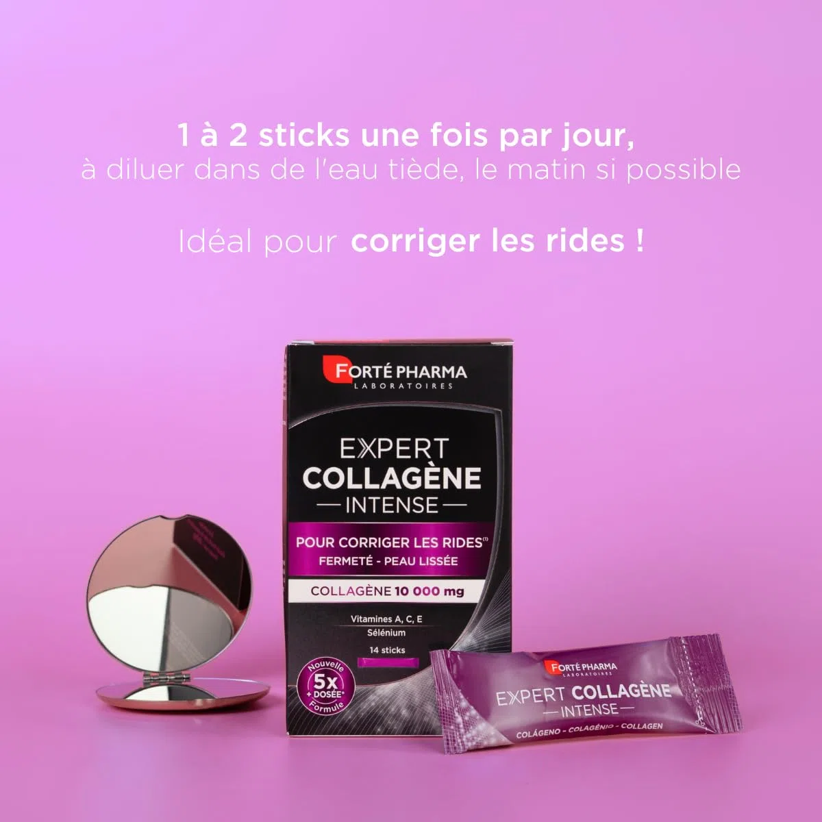 Forté Pharma - Expert Collagène Intense | Complément Alimentaire à base de Collagène - Rides et Fermeté de la Peau | Lot de 2x 14 sticks