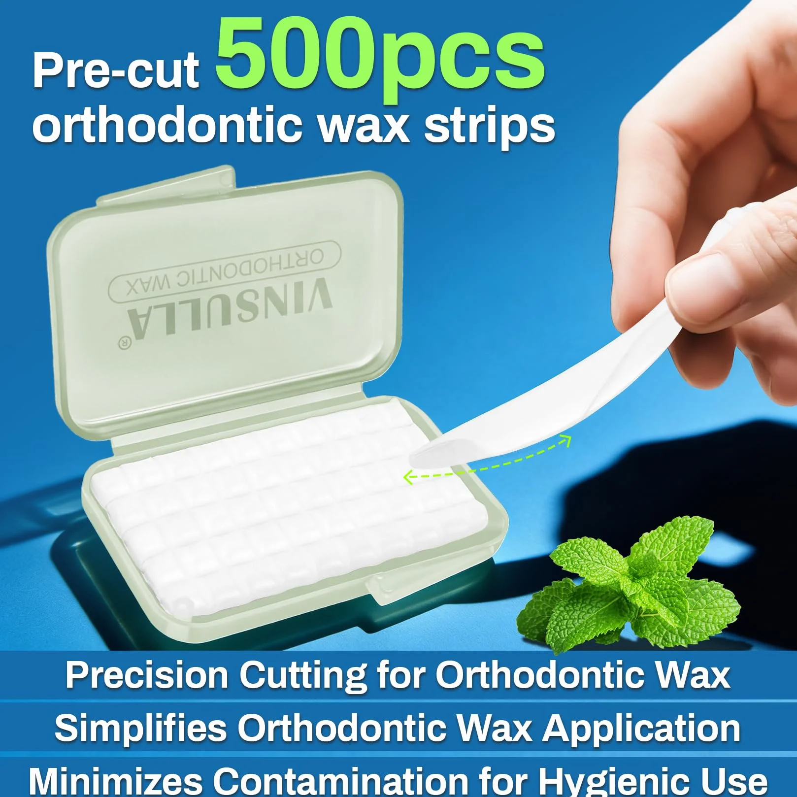 Lot de 10 boîtes de cire orthodontique pour appareils dentaires - 500 perles de cire dentaire prédécoupées - Sans danger pour les enfants et les adultes - Goût doux de menthe