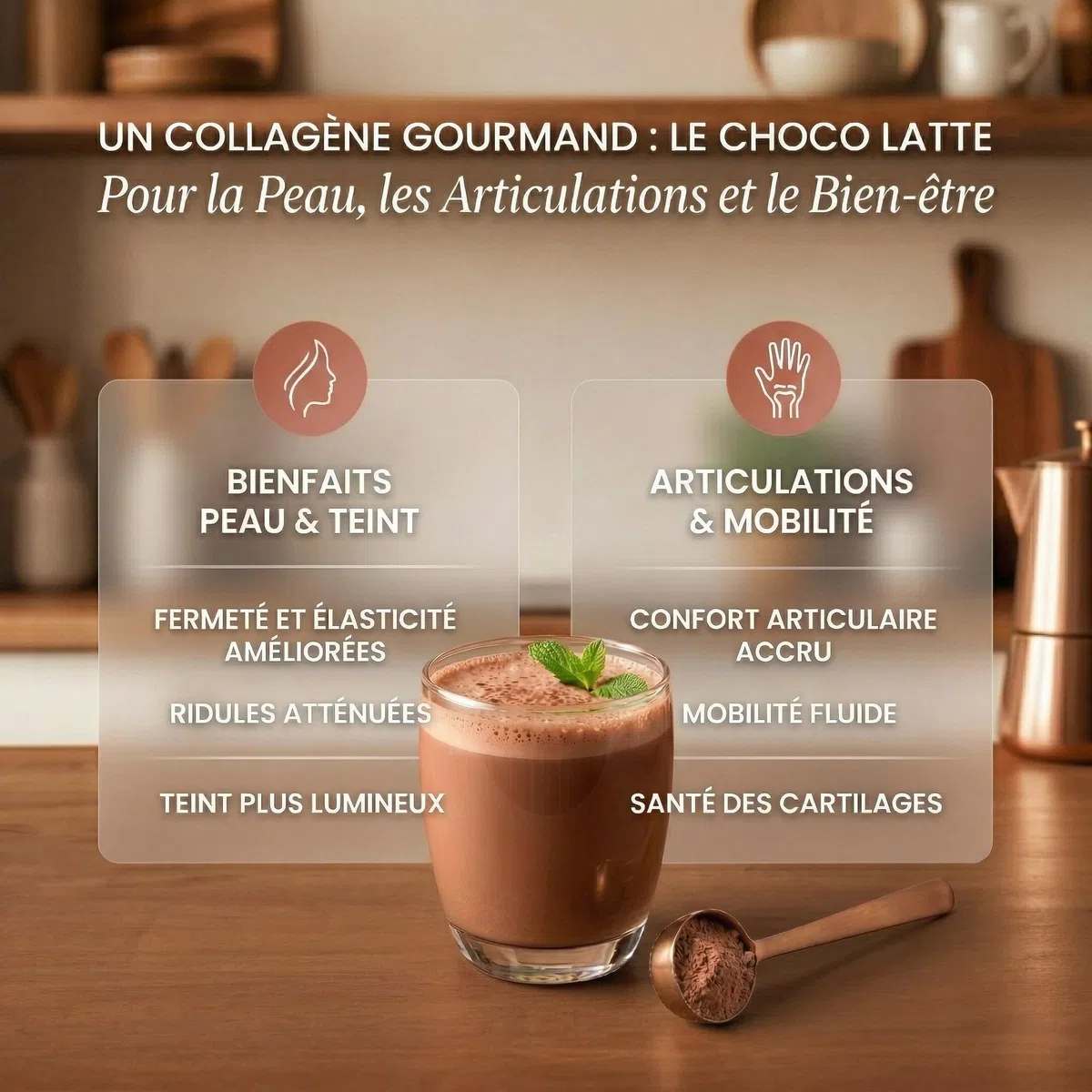 Vitamoon - Collagène Poudre Cacao - 8500mg - Peau Cheveux Articulations
