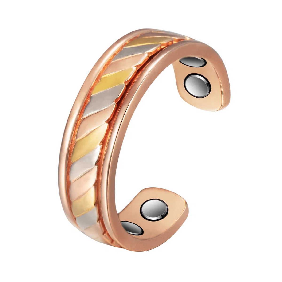 S925 Bague magnétique en argent pour l'arthrite 3500 gauss 4 aimants, soulage efficacement la douleur de l'arthrite et favorise la circulation sanguine, 2.3 pouces