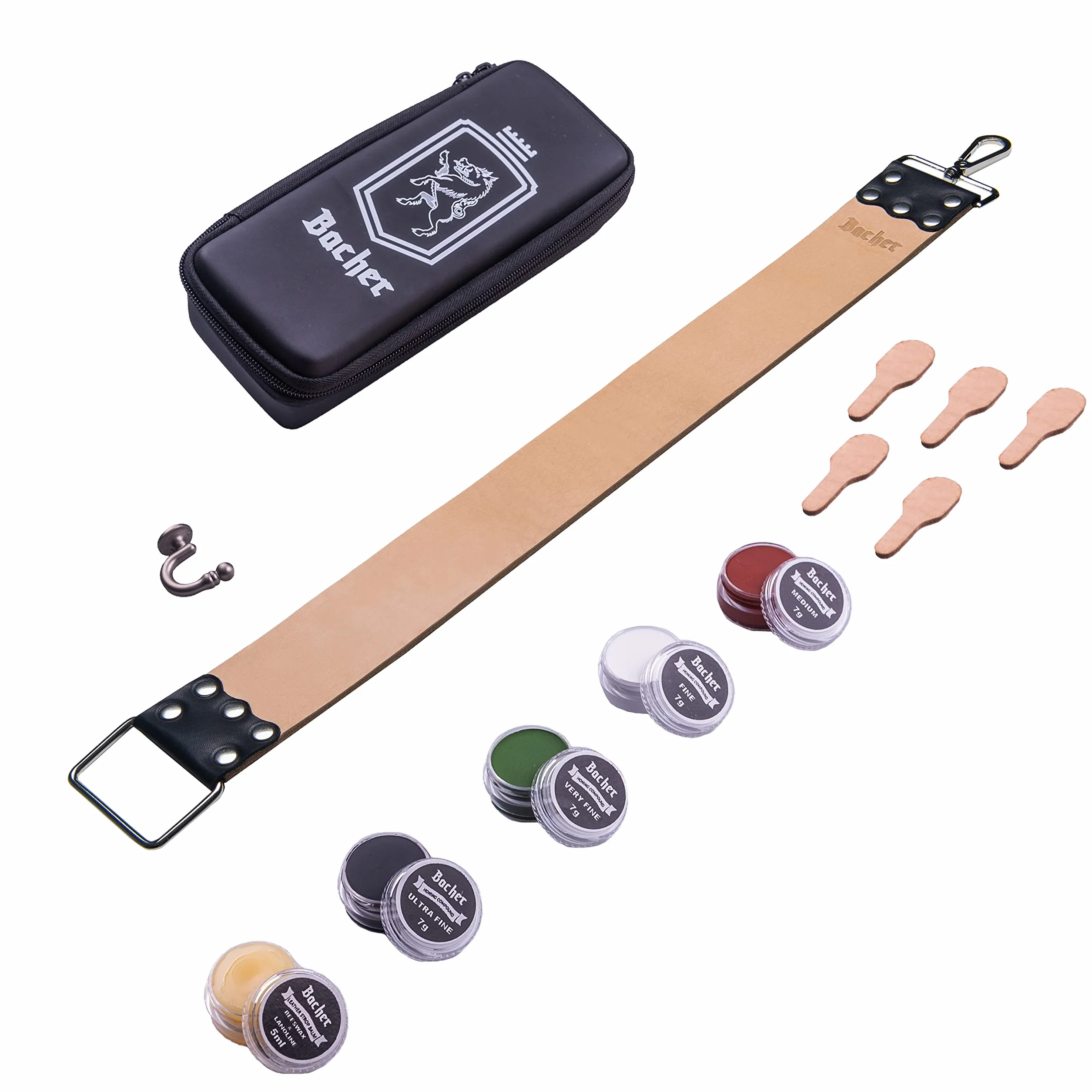 Bacher Strop en Cuir pour Rasoir kit avec composés (Regular: 56.5x5 cm)