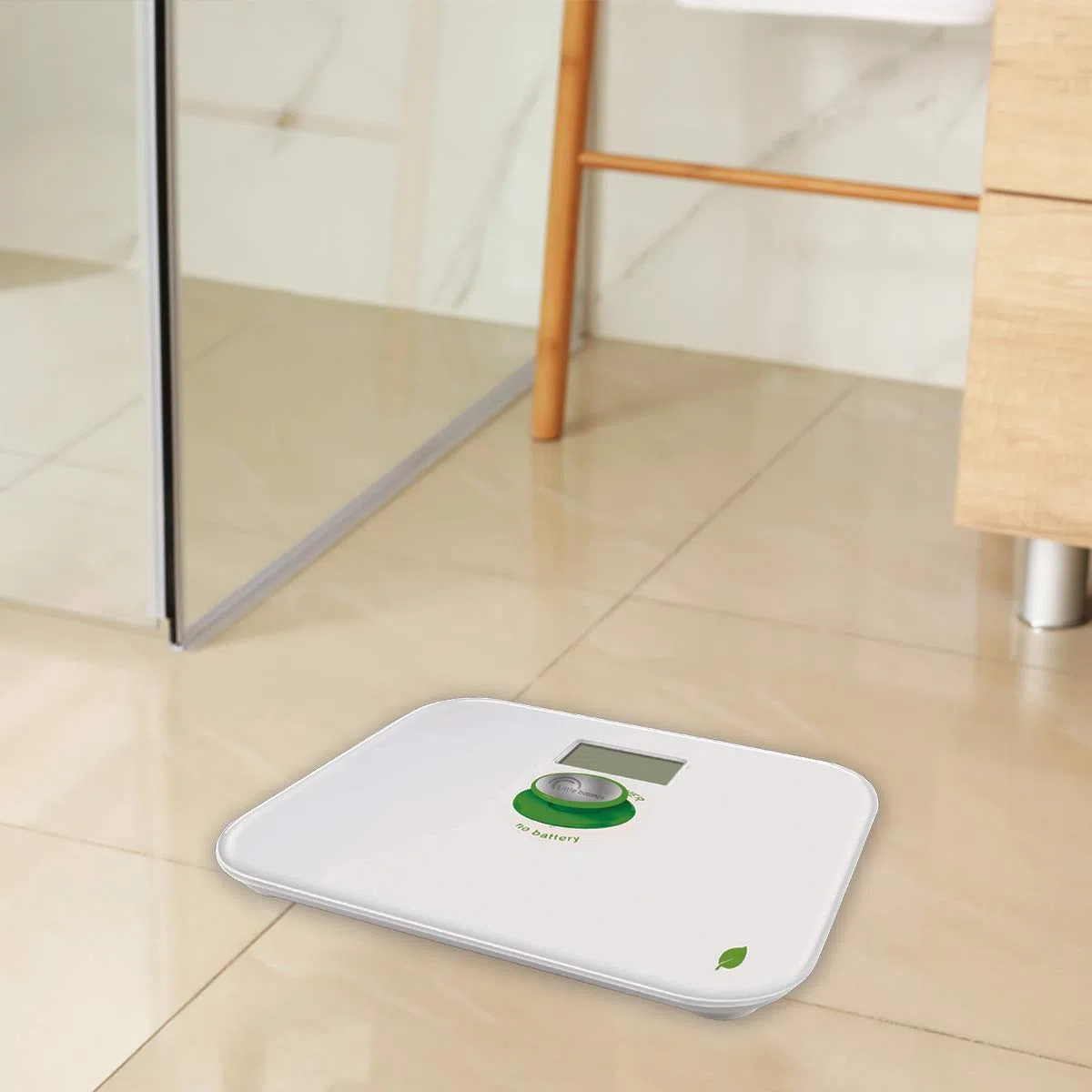 LITTLE BALANCE 8154 Kinetic Blanc / Vert - Pèse-personne sans pile - Ecologique grâce son bouton Little Balance - 180 kg / 100 g