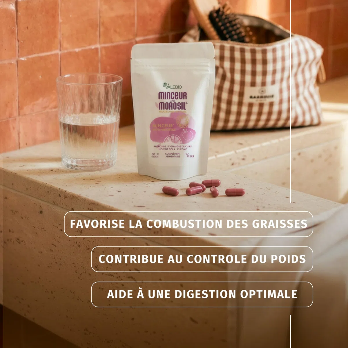 Morosil ® + vinaigre de cidre | Contrôle du poids, digestion & régulation de la glycémie | 60 gélules gastro-résistantes | Fabriqué en France | Valebio