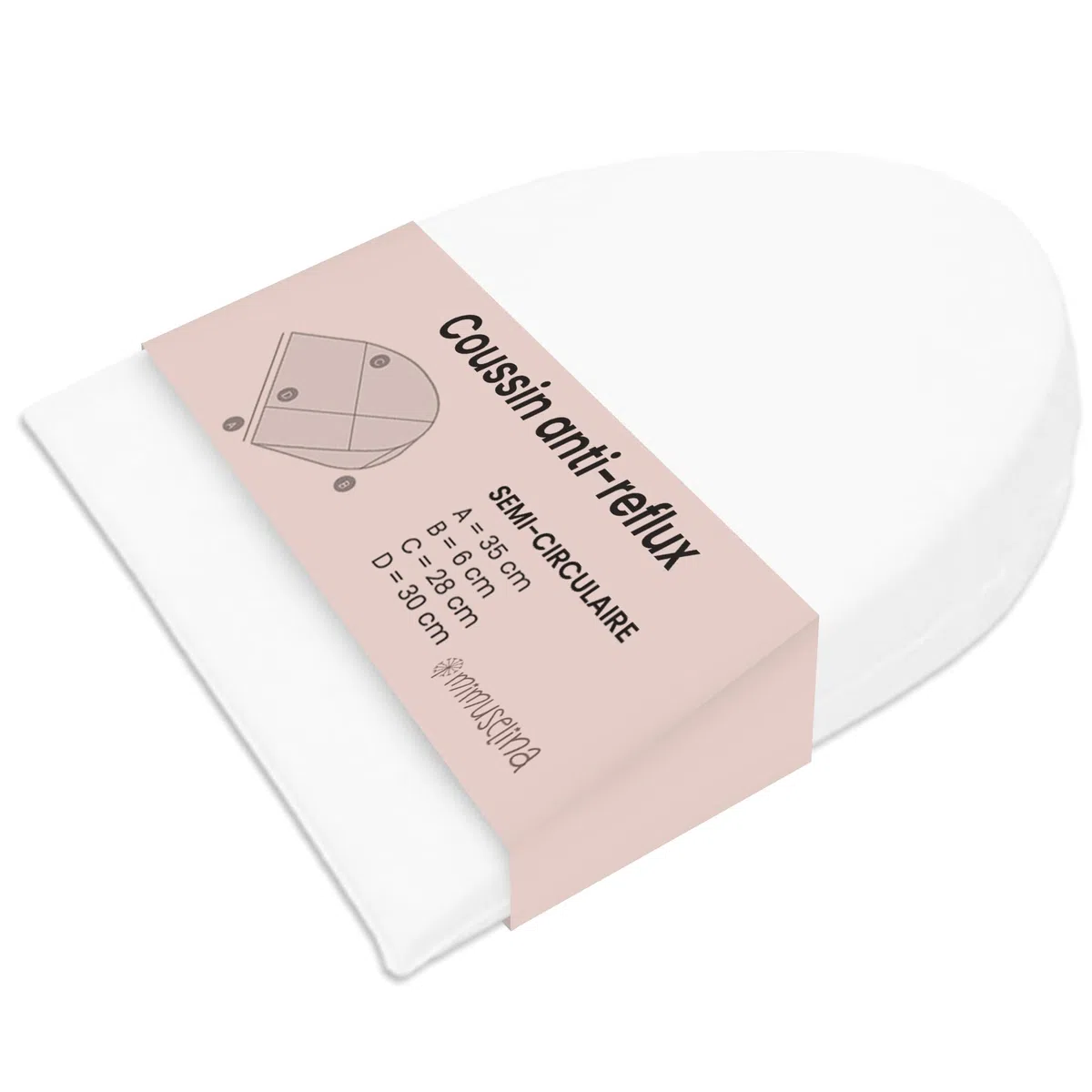 MIMUSELINA Oreiller Anti Reflux | Coussin Incliné pour Éviter Les Reflux et Les Coliques dans Le Lit ou Le Berceau | Coussin Ergonomique Imperméable | Forme Semi-Circulaire 35x28x6cm