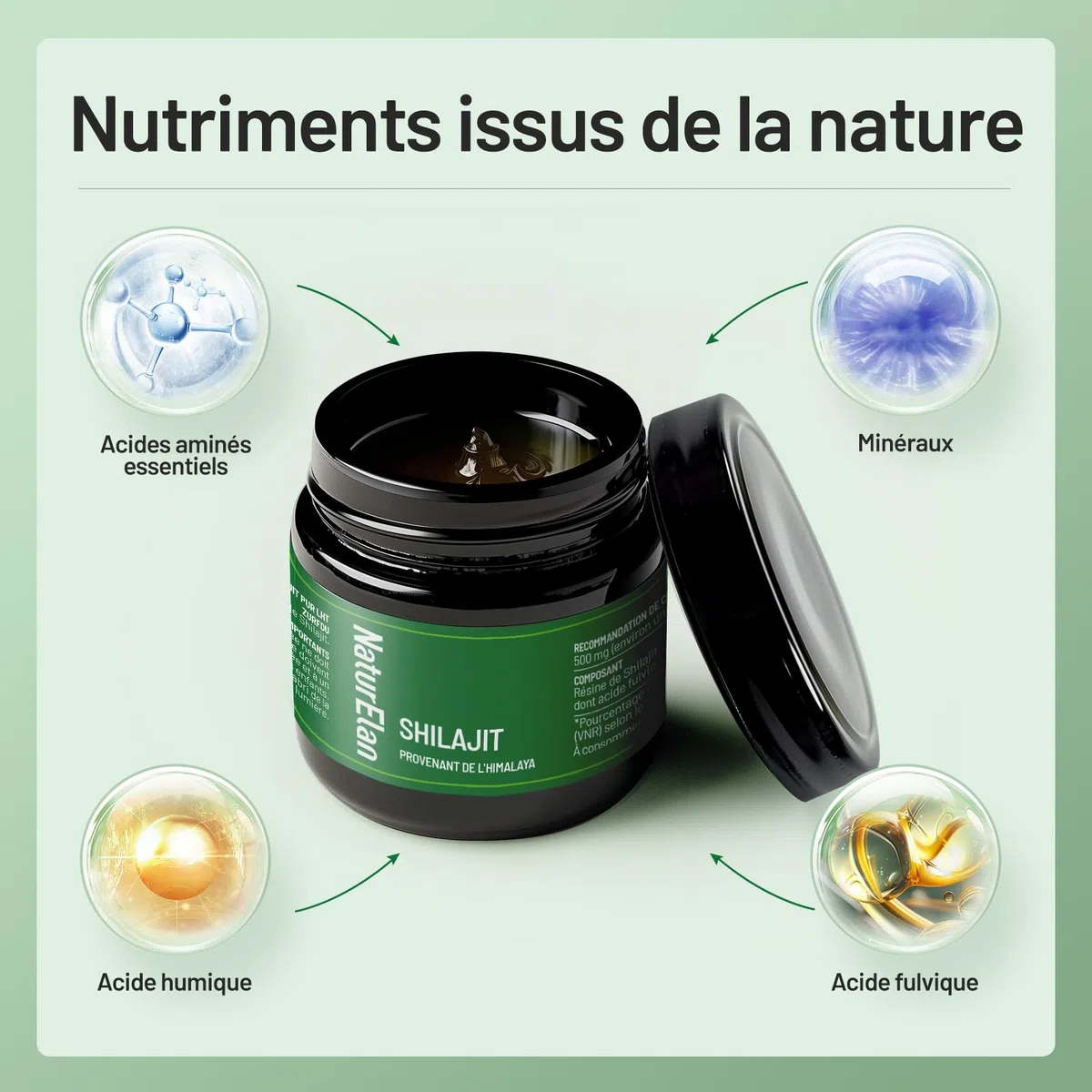 Shilajit Pure Himalaya - 75% d'acide fulvique hautement dosé - 35g avec acide humique naturel et minéraux, approvisionnement pour 70 jours, végétalien et sans additifs, produit en Allemagne