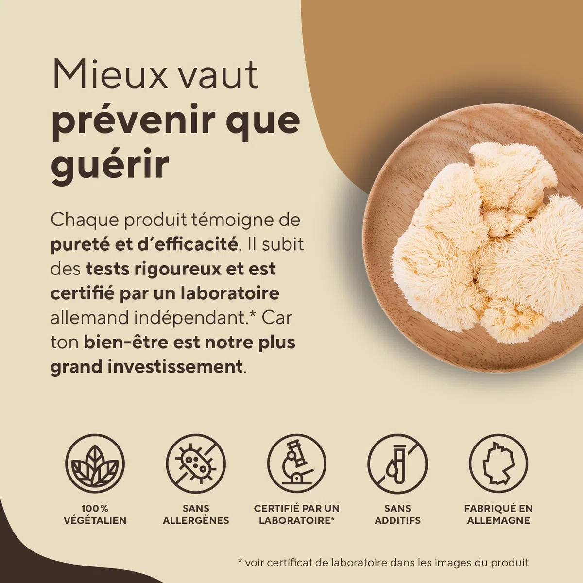 Lions Mane - 360 gélules - 60.000 mg de Criniere de lion (Extrait 30:1) - Hericium Erinaceus – Polysaccharides & Bêta-Glucanes – Vegan – Crinière de Lion– TRUE NATURE