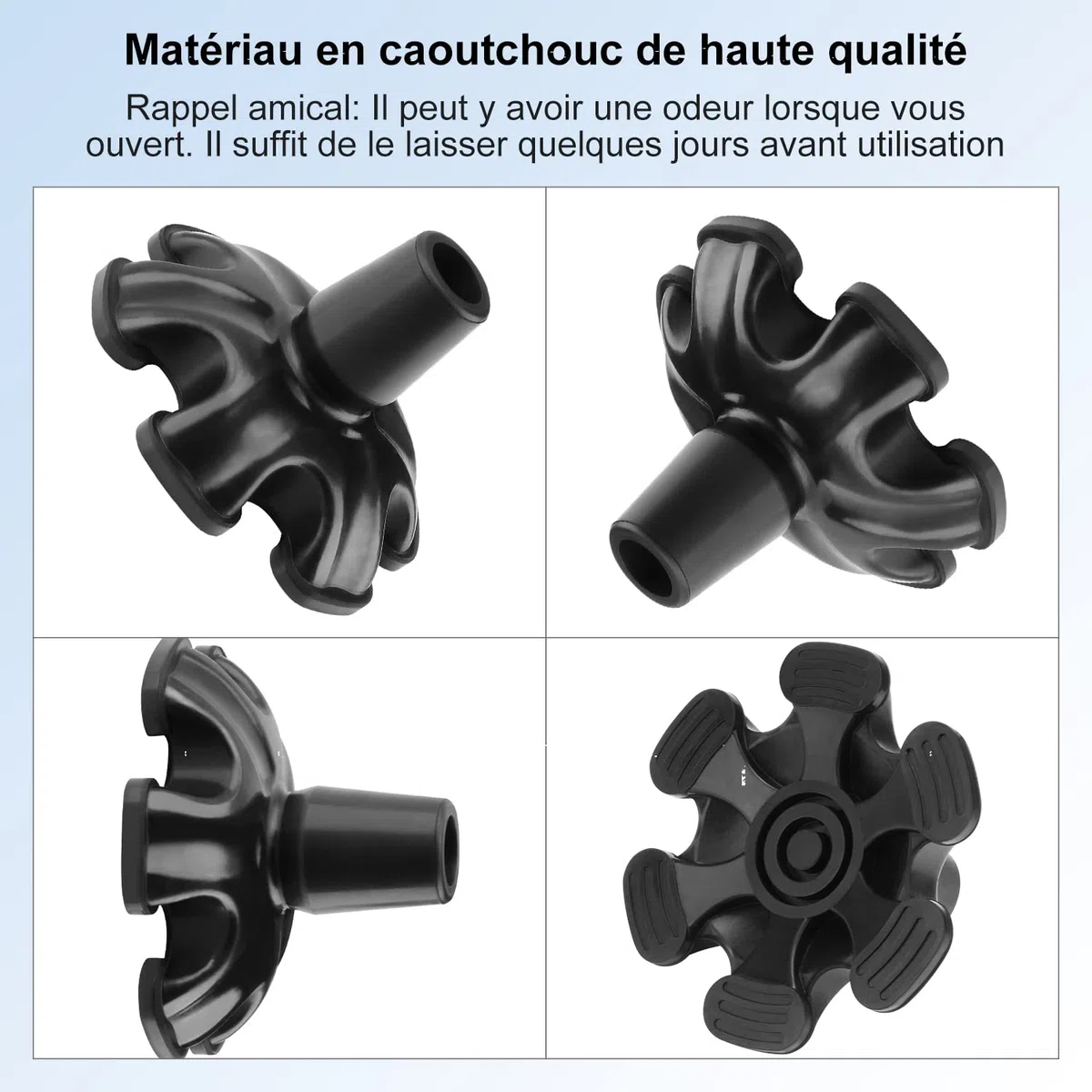 supregear Embouts de Canne avec 6 Points en Caoutchouc 2-Pack, 6 Caoutchouc Antidérapant pour Canne de Marche Standard de 19 mm de Diamètre, Rechange Canne Pliante Autoportante, Accessoire, Noir
