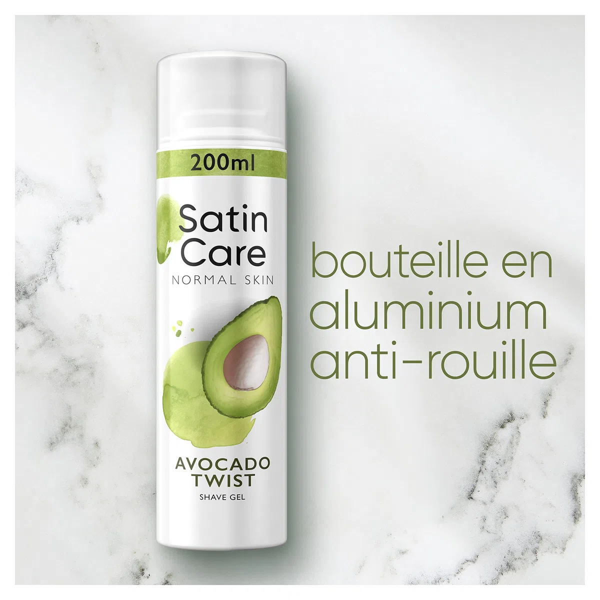Gillette Satin Care Gel À Raser Pour Femme Touche D’Avocat, 6x200ml, Contient Des Arômes D’aloe Vera, De Jasmin Et De Rose