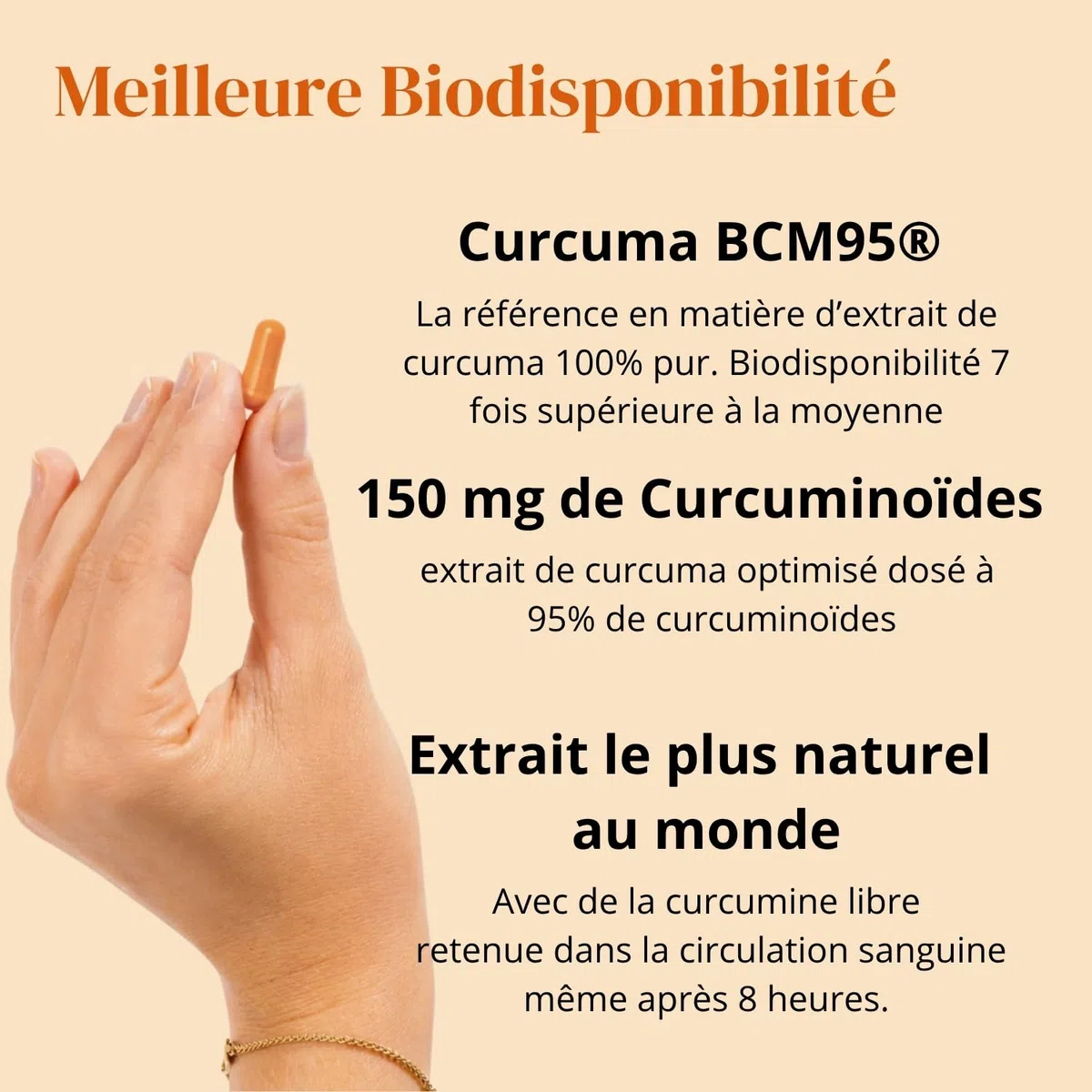 Curcuma bio BCM95® Haute Biodisponibilité – 95% Curcuminoïdes - Sans Pipérine – Articulations, anti inflammatoire & Antioxydant – Avec Manganèse & Vitamine C – 2 Mois - 60 Gélules Vegan