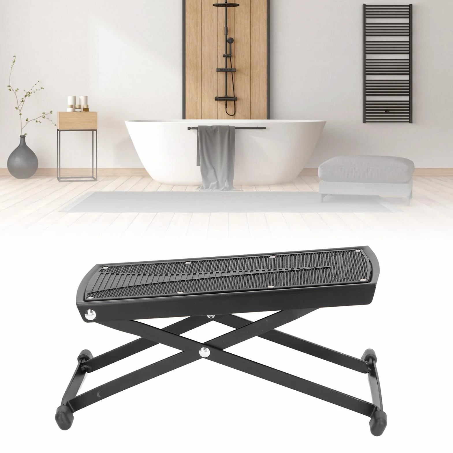 Cryfokt Repose-Pieds de Pédicure, Tabouret Antidérapant Réglable pour Douche, beauté de la Maison avec Séparateur D'orteils, 6 Réglages de Hauteur pour Support de Soin des Ongles