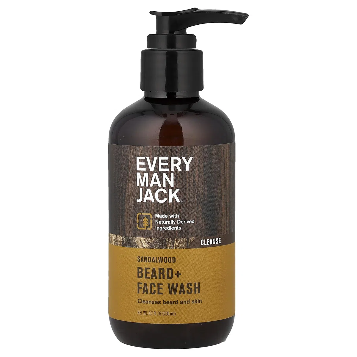 Every Man Jack Beard + Face Wash, Sandalwood, 6.7-ounce,