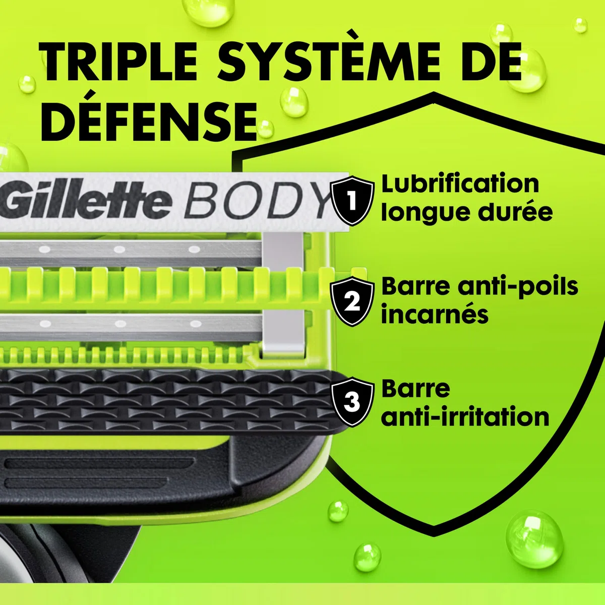 Gillette Labs Body + Intimate Rasoir Intime Homme, 5 Cartouches, Noir – Conçu pour le Rasage du Corps et du Pubis, Lames avec une Barre Anti-Poils Incarnés et Irritation, Manche Facile à Gripper