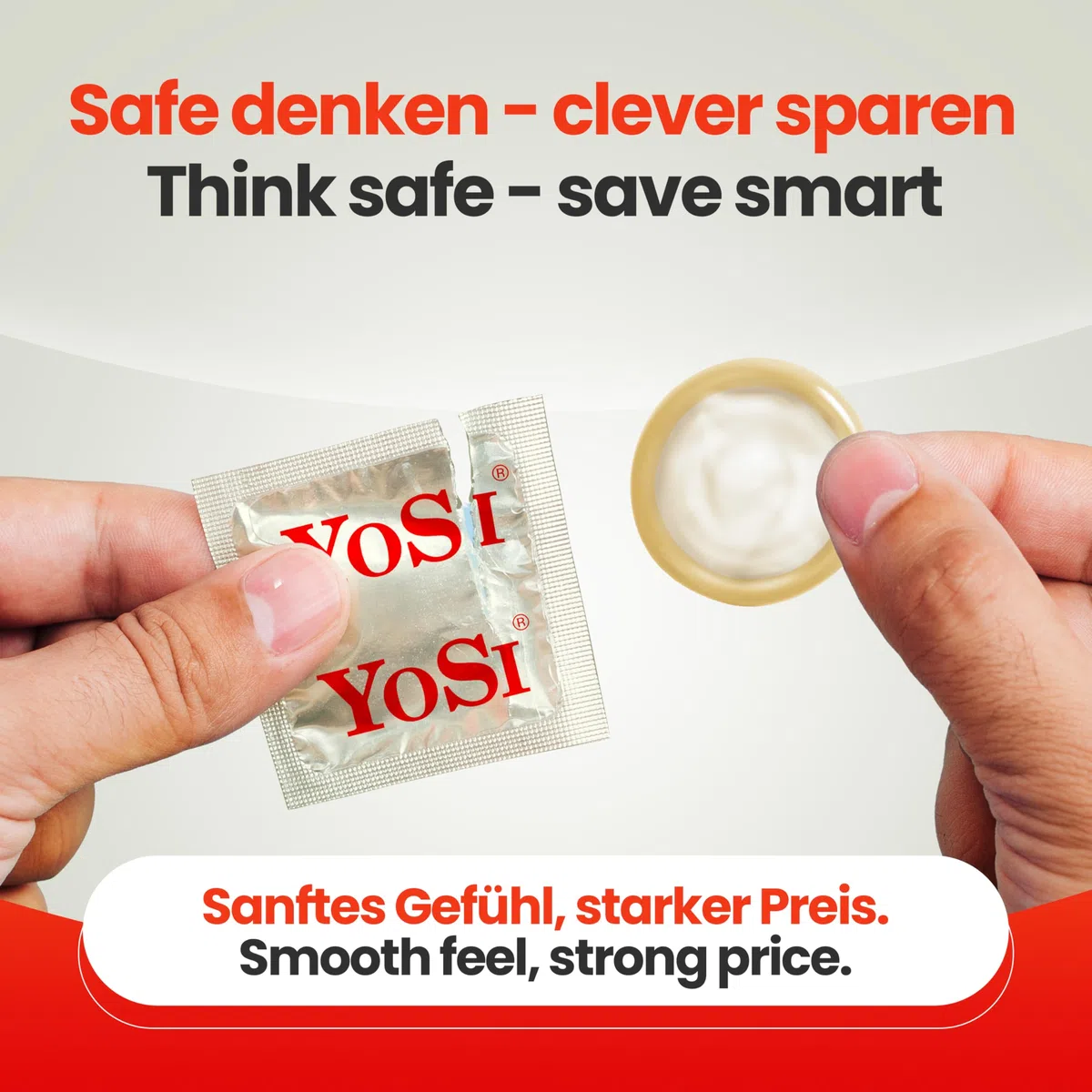 100 préservatifs de la marque YOSI « Topmix » largeur de 53 mm - Préservatifs mixtes (20x côtelés/20x ultra-fin/20x banane/20x fraise/20x raisin) - 100 pièces (2 x 50 pièces)