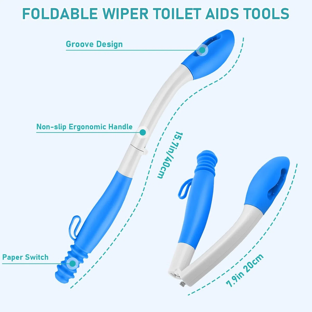 Victop Essuie Fesse Aide aux Toilettes Pince pour Papier Toilette Ensemble de flacons pulvérisateurs portatifs pour Bidet Dossier sans Se Pencher Outils Ustensile de Toilette Poignée Antidérapant