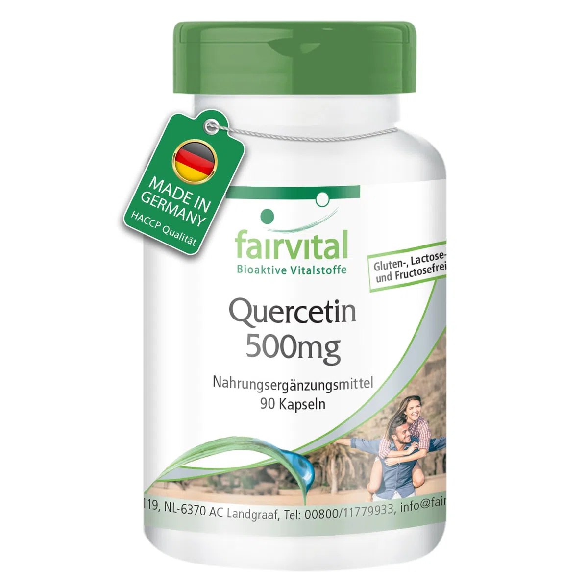 fairvital Quercétine 500mg, 90 gélules, HAUTE DOSÉE, VÉGÉTALIENNE, antioxydant